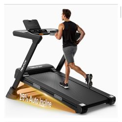 TREAFLOW Treadmill with 0-25% Auto Incline, 3.5 HP Folding for Home Running, 10.0 MPH Max Speed, 300 lbs Weight Capacity, Bluetooth Speaker.