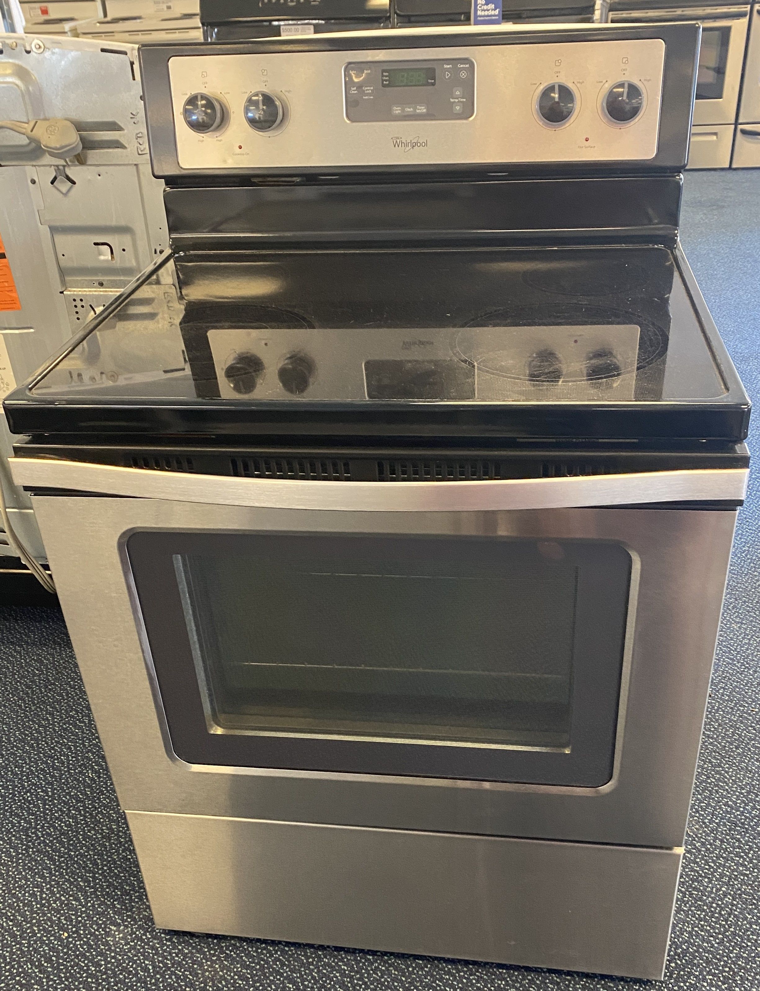 Stainless Steel Whirlpool Four Burner Glass Top Electric Stove (2-0100)