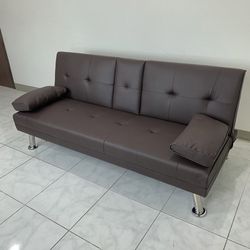 $155 (Brand New) Sofa bed futon convertible folding recliner couch furniture 65x30x31” cup holder 