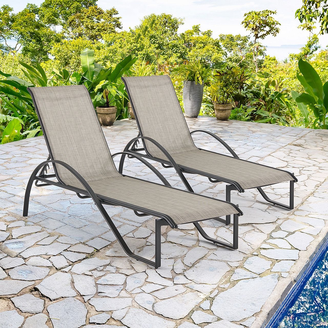 2 Tan Pool Chairs