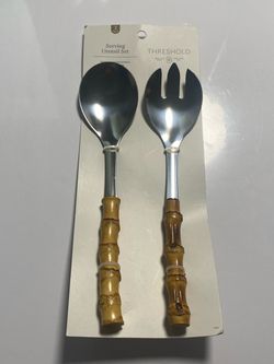 Threshold 2-Piece Bamboo Handle Serving Utensil Set