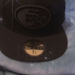 Brand New 49er Hat All Black 7 1/8