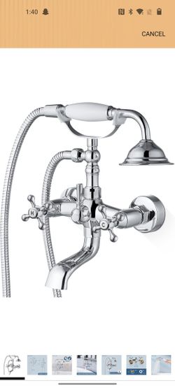 Airuida Wall Mount Bathtub Shower Faucet Kit with Telephone Shaped Handheld Sprayer Double Hot and Cold 