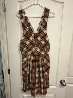 Free People Plaid Mini Dress with V-Neck