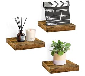 SORBUS 3pk Floating Accent Décor Modern Farmhouse Shelves Shelve - Rustic Brown