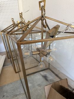 3 Brushed Gold Light Fixture Chandeliers