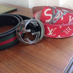 Gucci An Louis Vuitton Belt .Used With Some Damage.