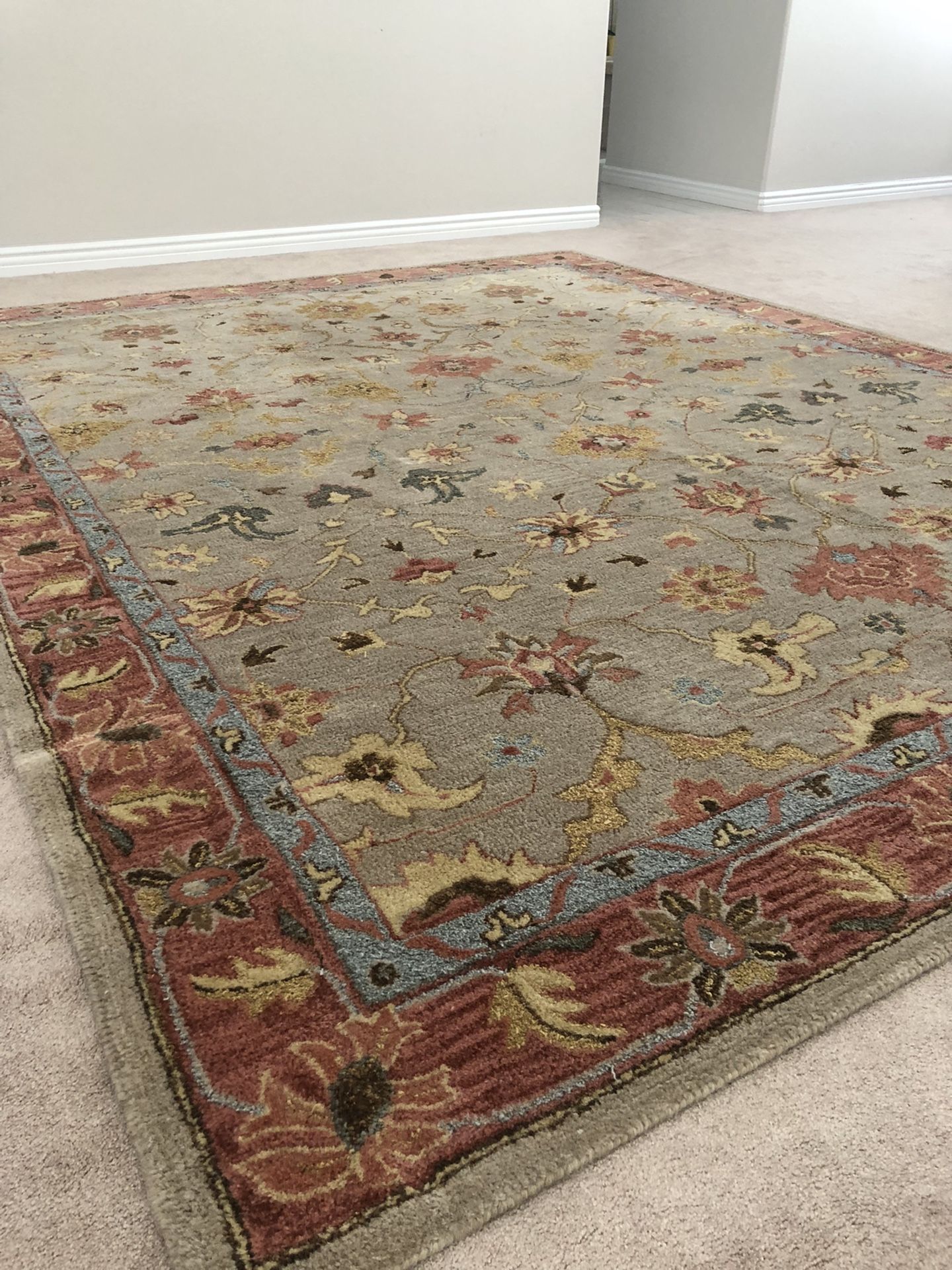 Pottery Barn Beige Persian style Hand Tufted Wool Rug 8x10 For Sale In 10x12-mat-for-8x10-photo-orange-matboard-for-frames-measuring-10-x-12