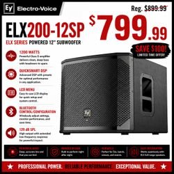 Electro-Voice EV ELX200-12SP Powered 12" Subwoofer with DSP 1200 Watts 🚨 Payment Options Available 🚨 No Credit Needed 🚨