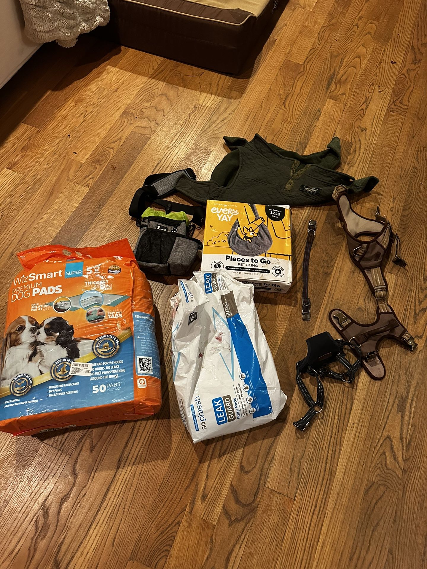 Dog/Puppy Supplies Bundle – Travel Crate, Pads, Harnesses, Carrier & More