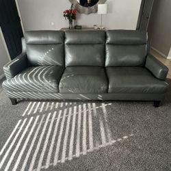 Living Spaces Leather Sofa 