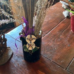 Pottery Flower Vase Filled W Lavender