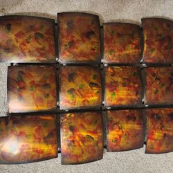 Vintage Pier 1 Multicolored Metal Wall Sculpture Decor Modern Abstract 30”X 23”

