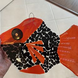 Beautiful handmade fused glass fish wall/window hanging