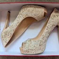 Guess Nude Lace High Heels