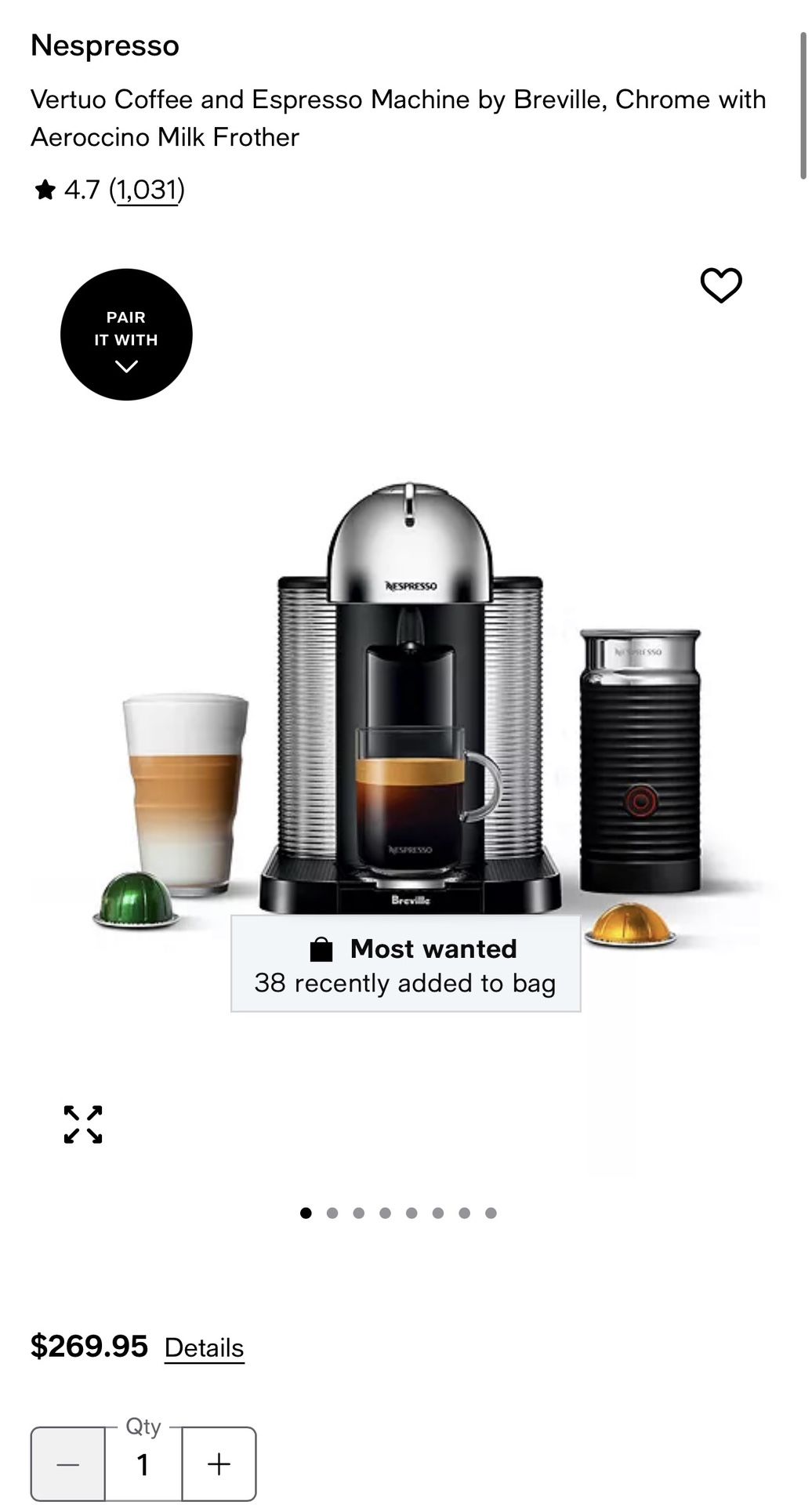 Nespresso Vertuo Coffee and Espresso Machine by Breville