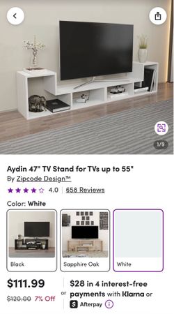 Modern White TV Stand. - Adjustable Layout (Great for 55" TV)