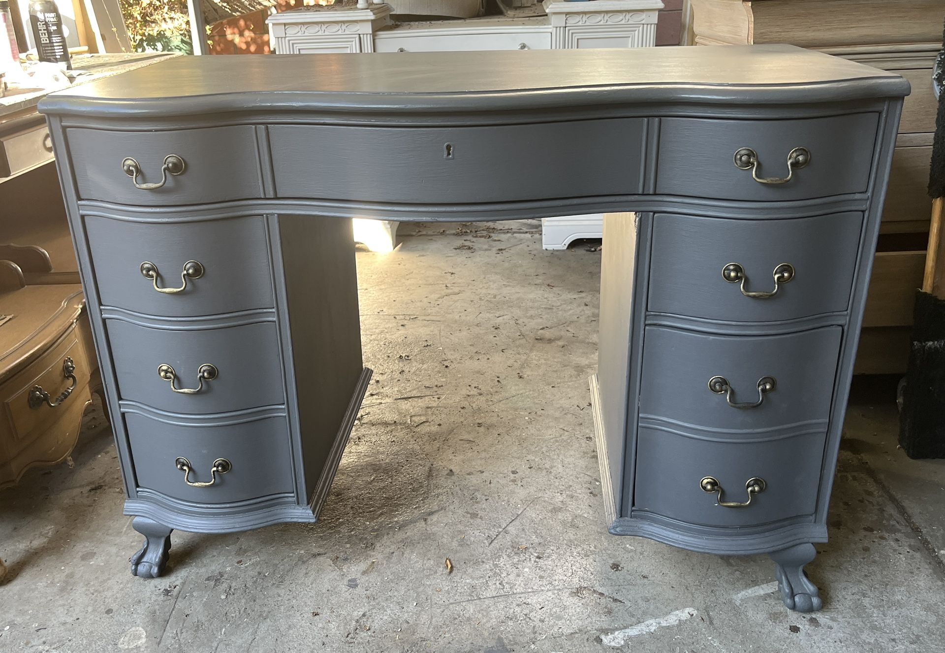 Vintage, Refinished Wood Desk ( Please Read Description)