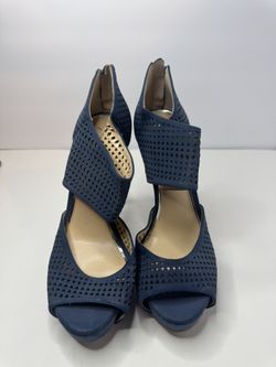 Jessica Simpson Navy Blue Stiletto Peep Toe Heels Size 8.5M