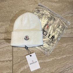 Moncler White Beanie 