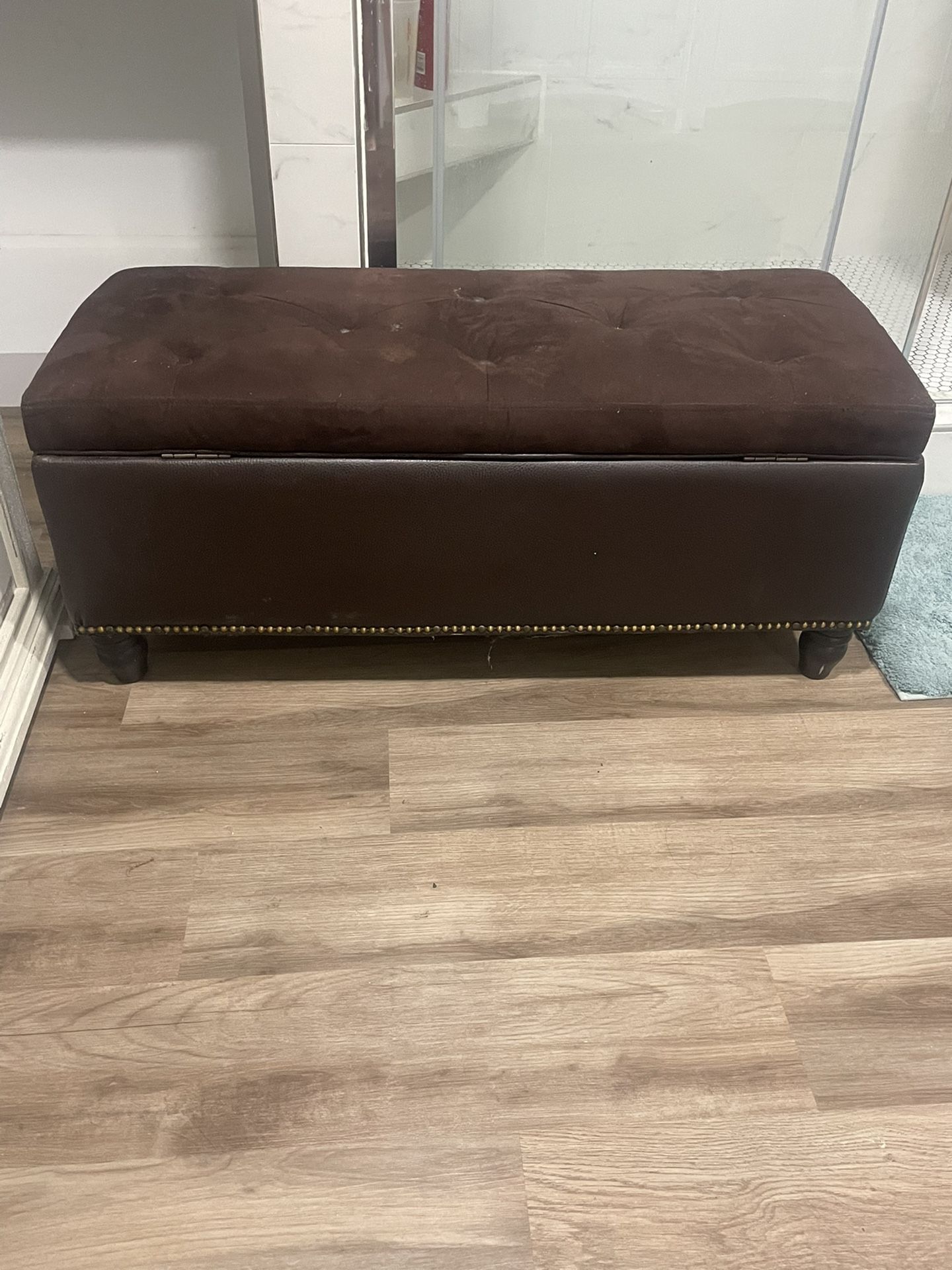 Brown leather Ottoman $60