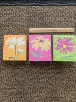 Trio Of Small Flower Canvases
