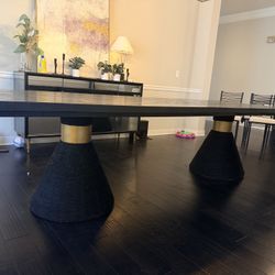 Large Acacia Wood Dining Table — Seats 10, Rope Legs, 120” (No Chairs)