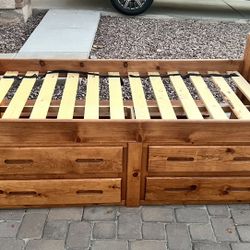 Wood Twin Bed With Drawers