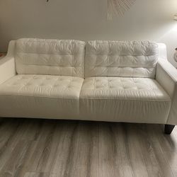 Contemporary White Leather Sofa