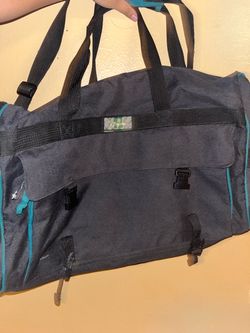 Gray and Teal Duffel Bag