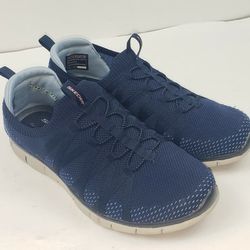 Skechers Womens Size 7.5 Wide Fit Air Cooled Memory Foam Shoes Blue 104152W