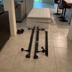 Twin Bed , Metal Box Spring Foundation  And Bed Frame On Wheels