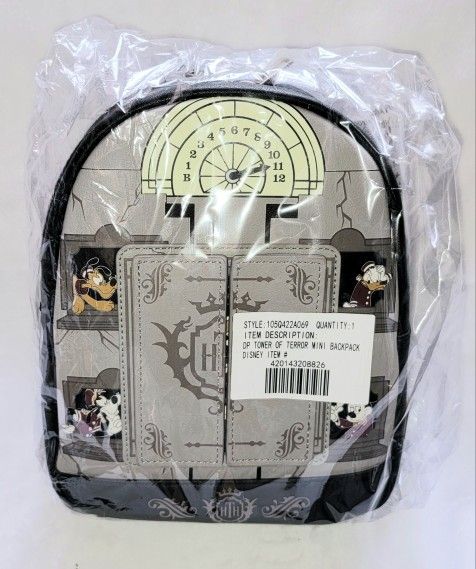 LOUNGEFLY DISNEY PARKS TWILIGHT ZONE HOLLYWOOD TOWER OF TERROR HOTEL GLOW IN DARK MINI BACKPACK NEW WITH TAGS
