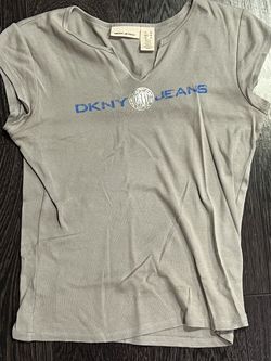 DKNY JEANS Gray V-Neck T-Shirt Women's Size M