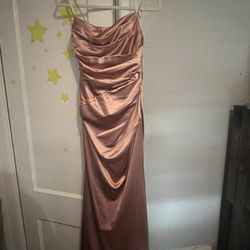 bubblegum Pink Satin Dress From David’s Bridal