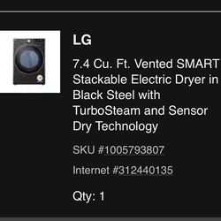 LG black Electric Dryer