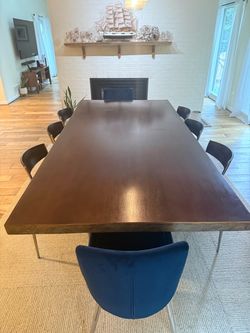 Crate & Barrel Large Wood Dining Table + 8 Chairs