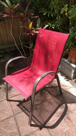 Red Sling Patio Chair with Metal Frame