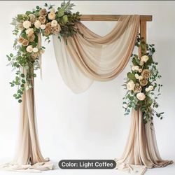 2pcs Beige Elegant Wedding Arch Backdrop Fabric