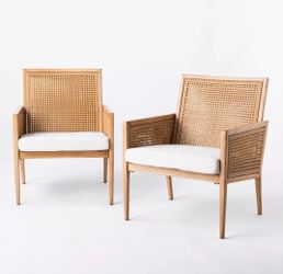 Benmore 2pk Wicker & Faux Wood Patio Accent Chairs - Threshold designed with Studio McGee
