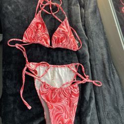 Red Swirl Bikini Set
