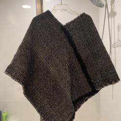 Black & Tan knit poncho