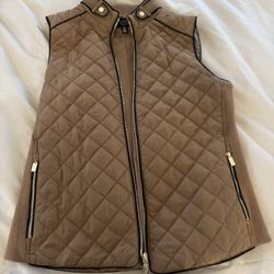Quilted Taupe Puffer Vest  - Size S