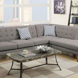 Brand New Grey 2pc Sectional Sofa With Chaise Lounge 