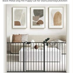 WAOWAO Triple Lock Baby Gate Extra Wide 62.59-67.32" W 30.6”H Pressure Mounted Black NEW 