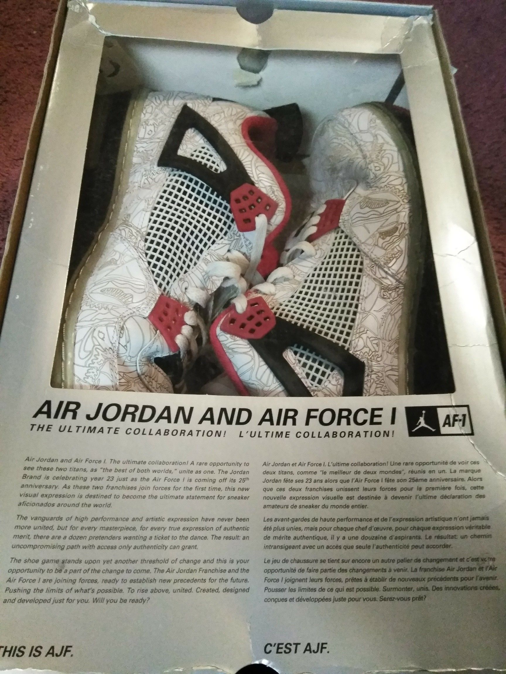 Air Jordan Retro 4/AF1 Fusion Sz 13