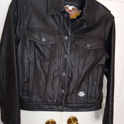 Harley Davidson Leather Motorcycle Jacket , Ladies