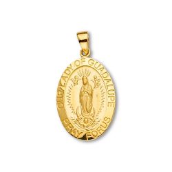 14K Gold Guadalupe Medal Pendant | Classic Yellow Gold Virgin Mary Medallion By Tehrani Jewelry