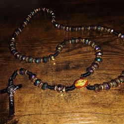 Saint St Benedict Rosary Beads Multicolor HANDMADE  20'' Long