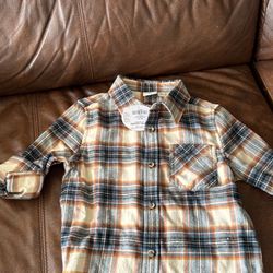 Boys Button Down Plaid Shirt